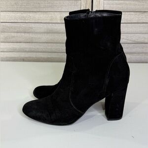 MADDEN GIRL Women's "Farrley" Faux Suede Side Zip Ankle Bootie Black-8